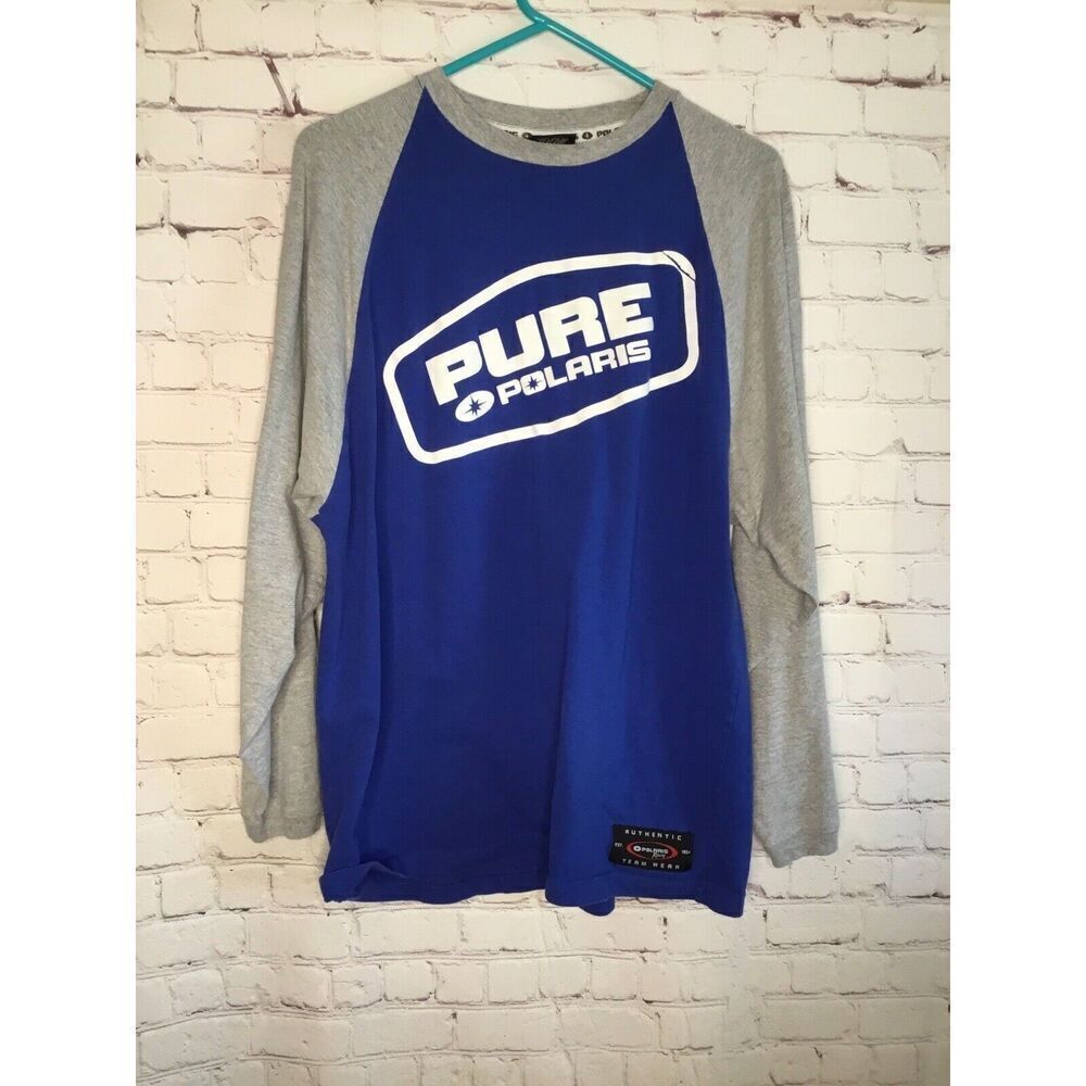 Vintage Pure Polaris Racing Shirt Long Sleeve Sz XL‎ Gray Blue Logo